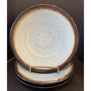 Food Network Angelica Light Blue Bronze Out Stoneware  Salad Plates Set Of 3